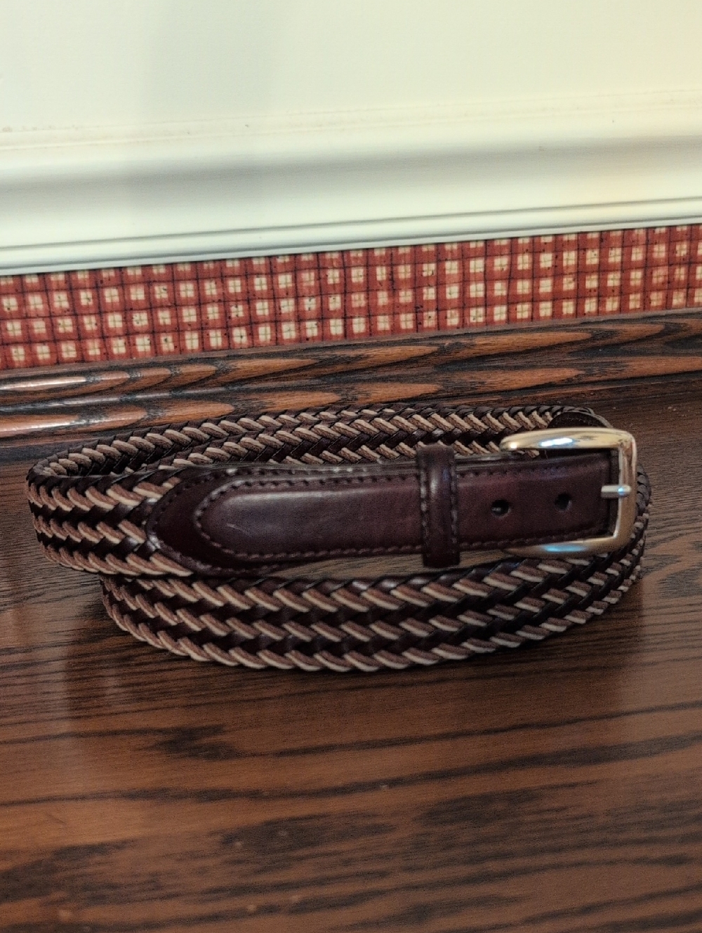 Brighton Woven Braided Leather Belt in Dark Brown and Tan Boho Unisex 44